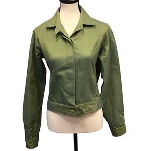 Jill McGowan Womens Silk Blazer Size M Hand Dyed Button Up Jacket Designer Green